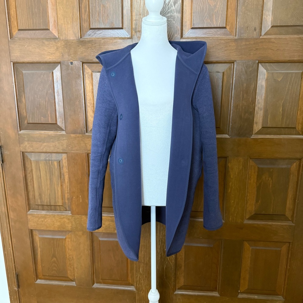 Lululemon City Bound Wrap Jacket Women's Medium Hooded Coat Indigo Heather Blue